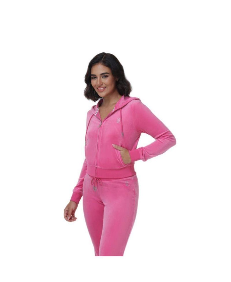 Women's Luxe Velour Juicy Hoodie With Double Bling