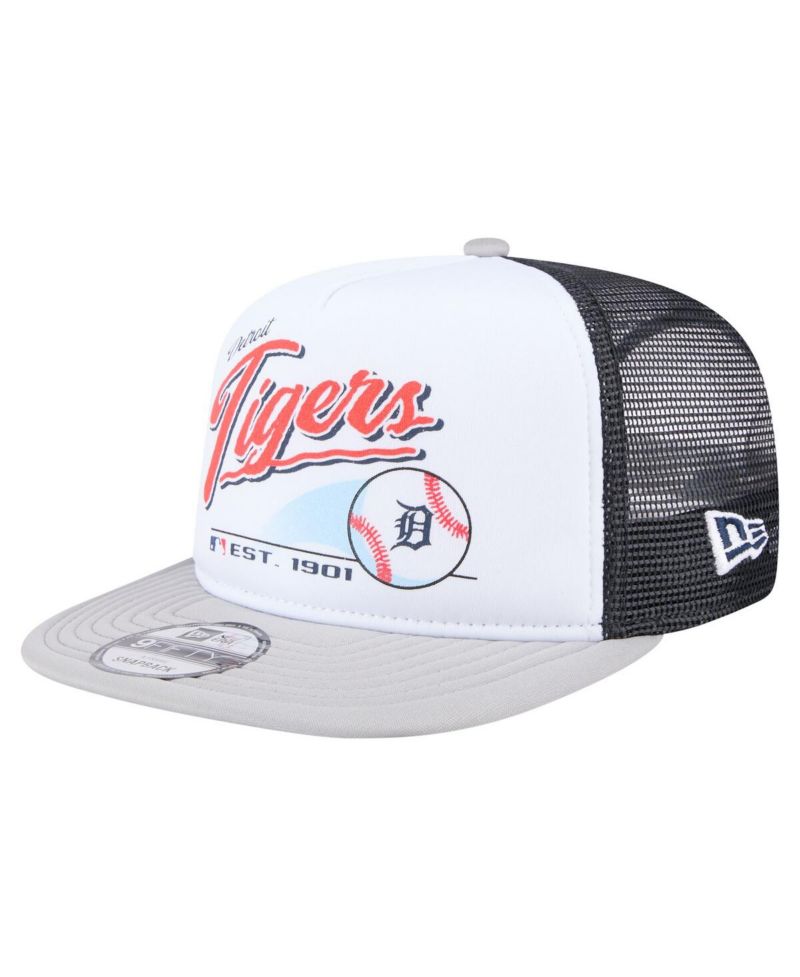 Men's White/Gray Detroit Tigers Retro Script Trucker 9FIFTY Snapback Hat