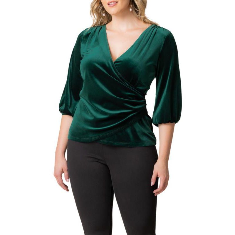 Plus Size Odette Velvet Faux Wrap Top