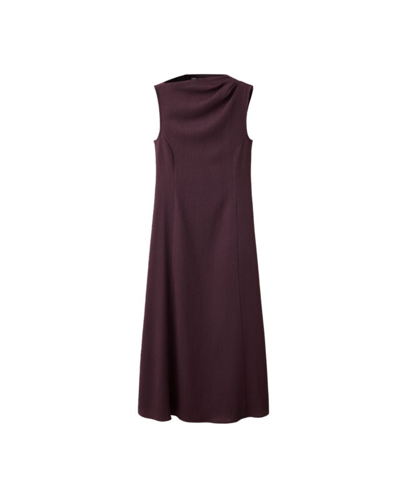 Women's Gathered Details Textured A-Line Midi Dress