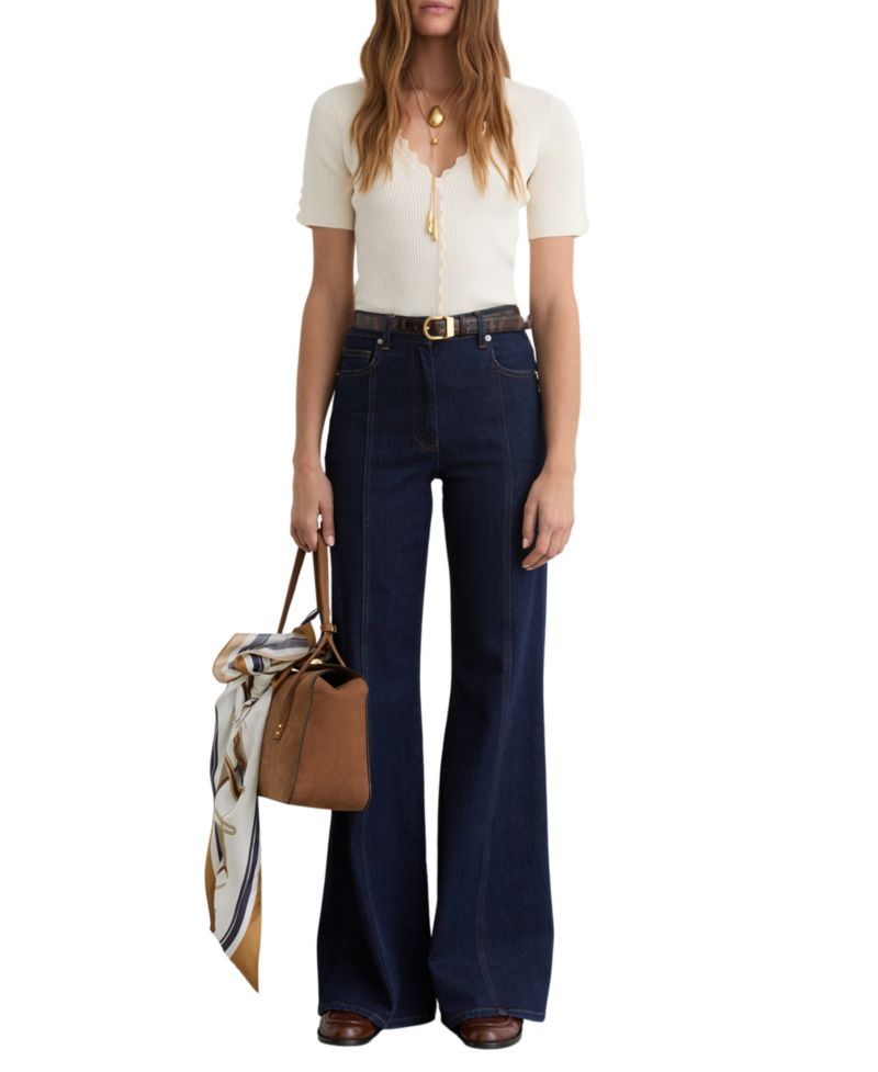 Women's Marcy Scallop-Trim Rib-Knit Top