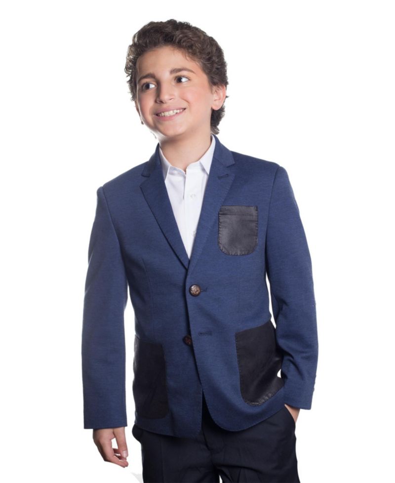 Boys Navy Slim Fit Knit Jersey Blazer