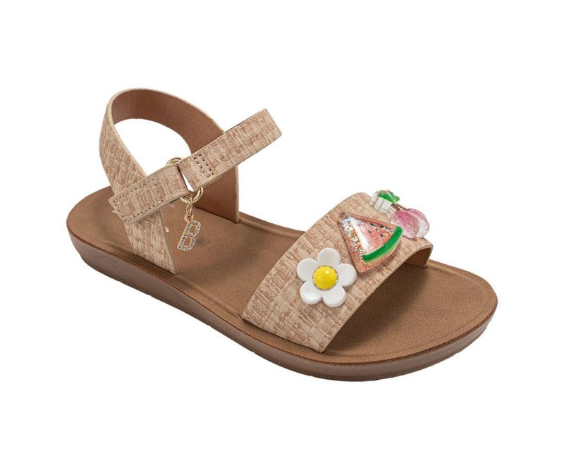 Little Girls Fashion Sandals - Comfy Dressy Shoes with Fruit and Flower Charms