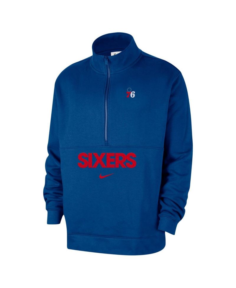 Men's Blue Philadelphia 76ers Courtside Club Half-Zip Jacket