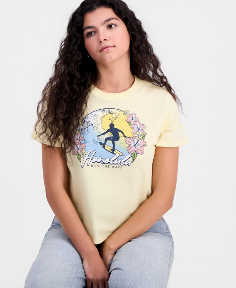 Juniors' Honolulu Surf Graphic Cotton T-Shirt