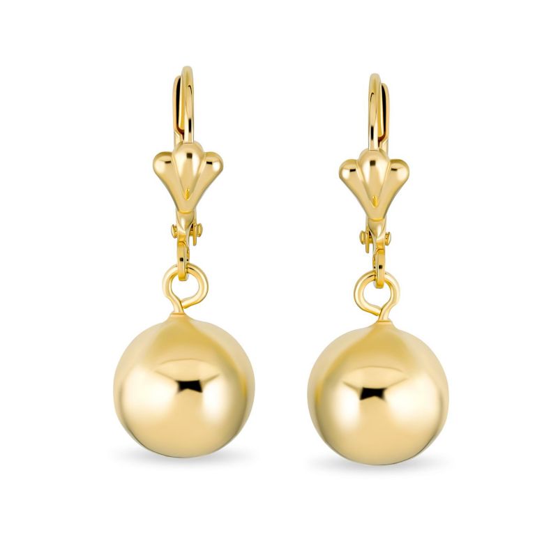 Classic Polished Gold Plated 6,10MM Ball Drop Earrings Lever Back (2 Set)