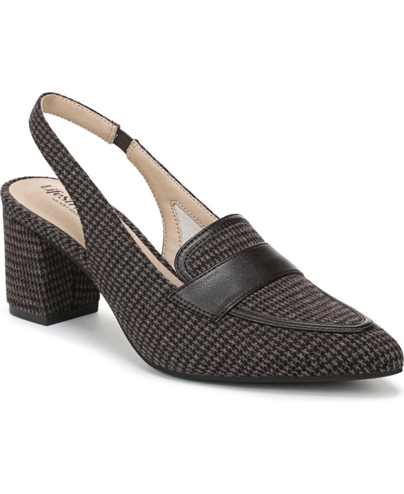 Women's Angel Pointed Toe Block Heel Slingback Pumps