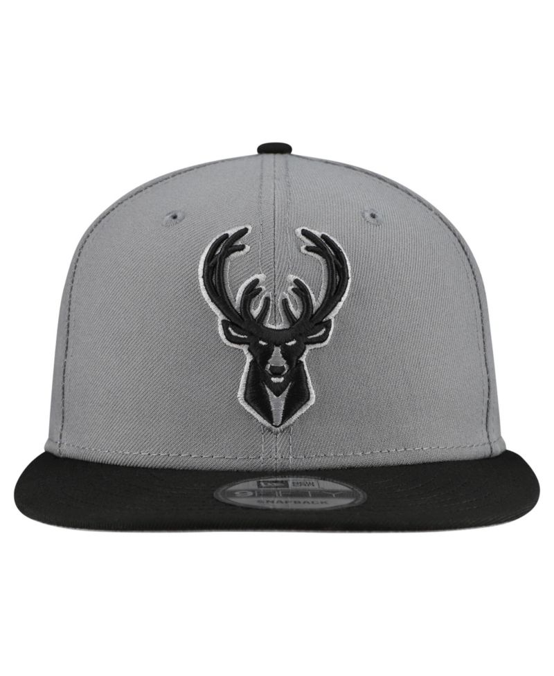 Men's Gray Milwaukee Bucks Core Logo Storm Gray Two-Tone 9FIFTY Snapback Hat