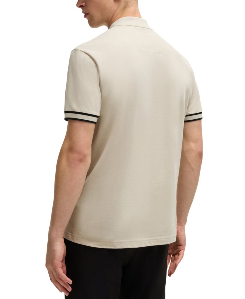 Men's Cotton-Pique Zip-Neck Polo