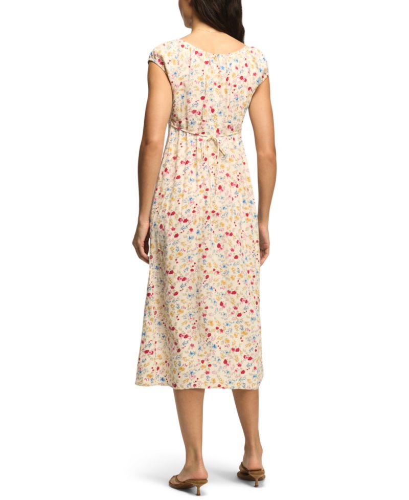 Women's Floral Sweetheart Neck Viscose Midi Dress