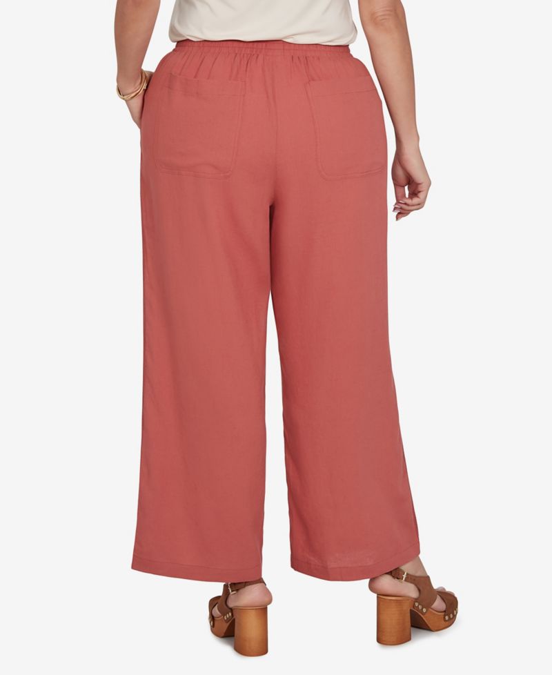 Plus Size Lace Trim Lightweight Pull-On Pants