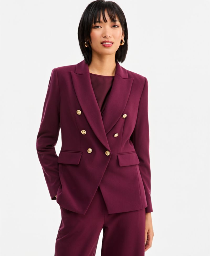 Plus Size Faux Double-Breasted Blazer