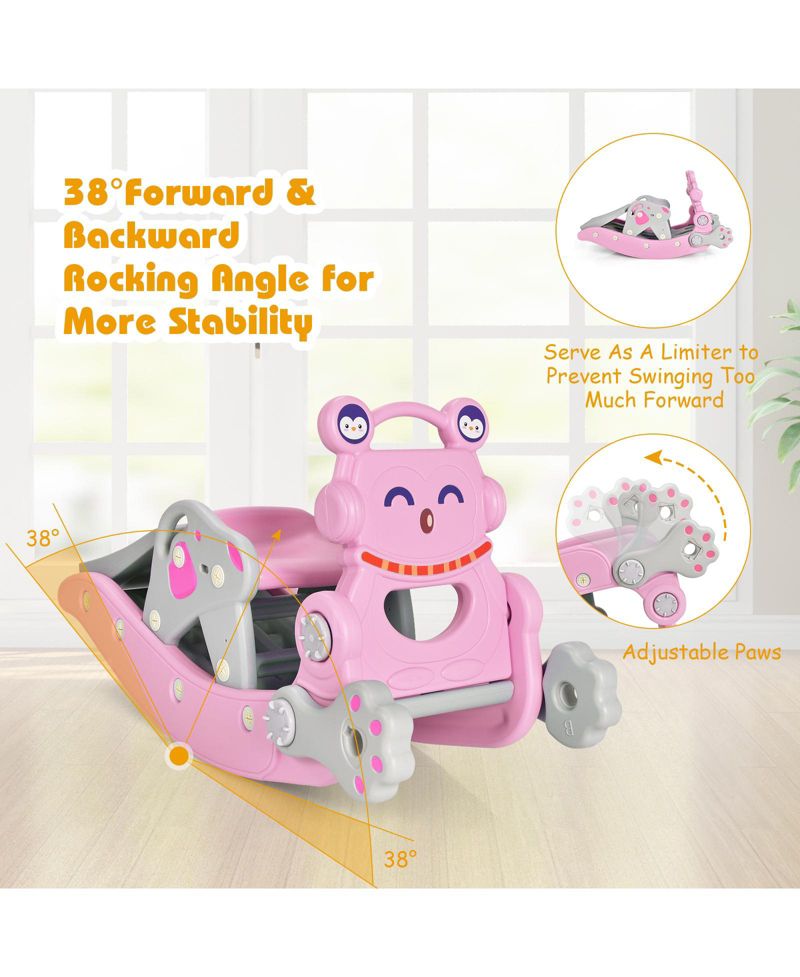 Toddler 4-in-1 Play Set with Rocking Horse, Slide and Activity Features for Kids