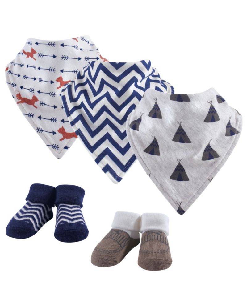 Baby Boys Soft Cotton Bib and Sock Pair