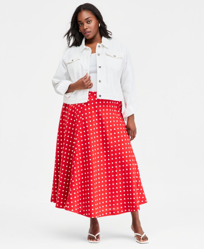 Trendy Plus Size Midi Circle Skirt