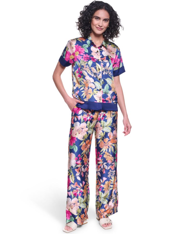 Women's Short-Sleeve Printed Camp Shirt
