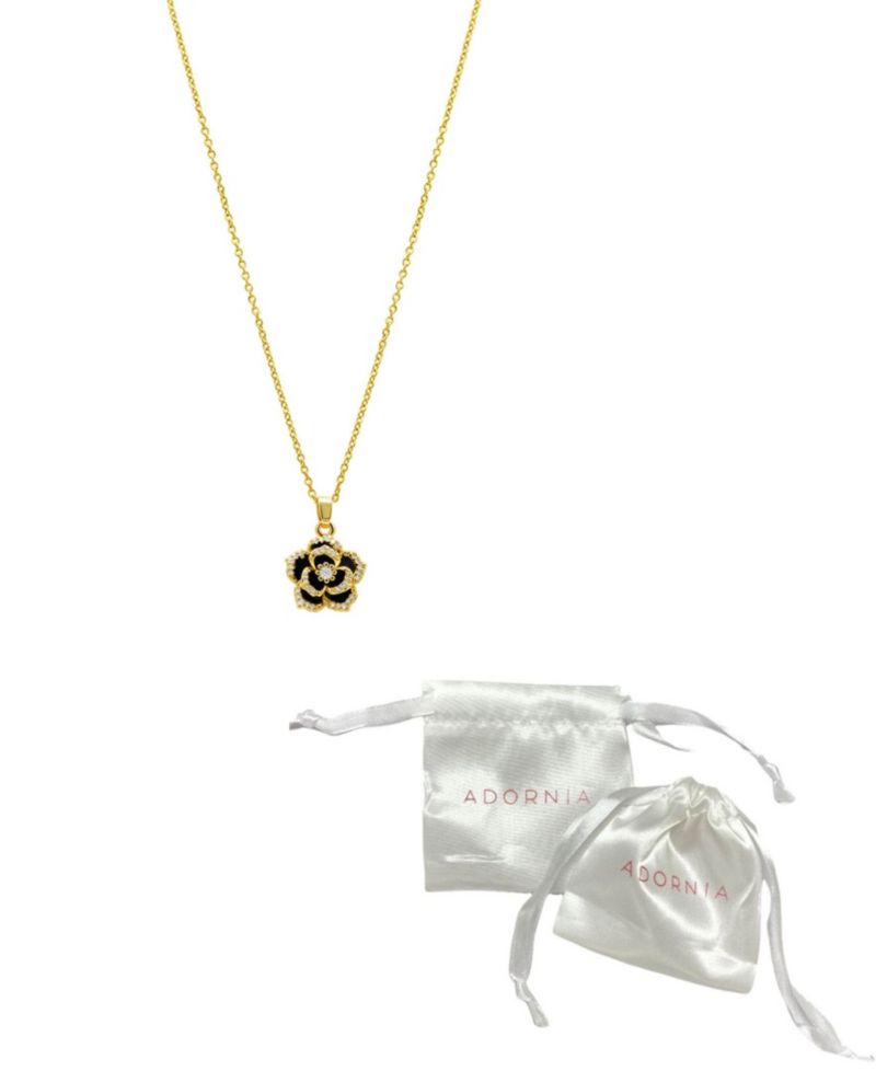 14K Gold-Plated Black Crystal Carnelian Necklace
