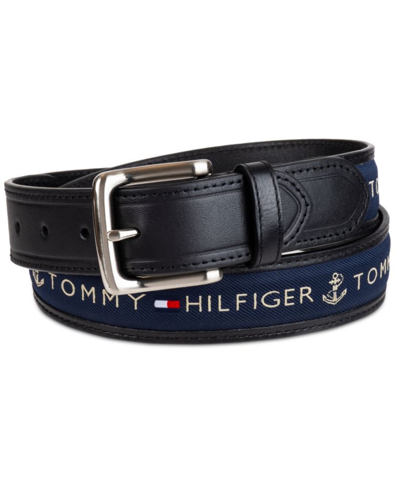 35MM Men's Tri-Color Ribbon Inlay Leather Belt