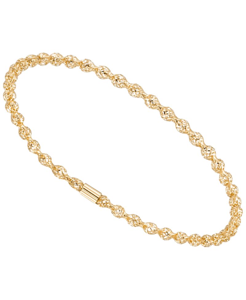 Flexible Open Work Stretch Round Bracelet in 10k Yellow Gold