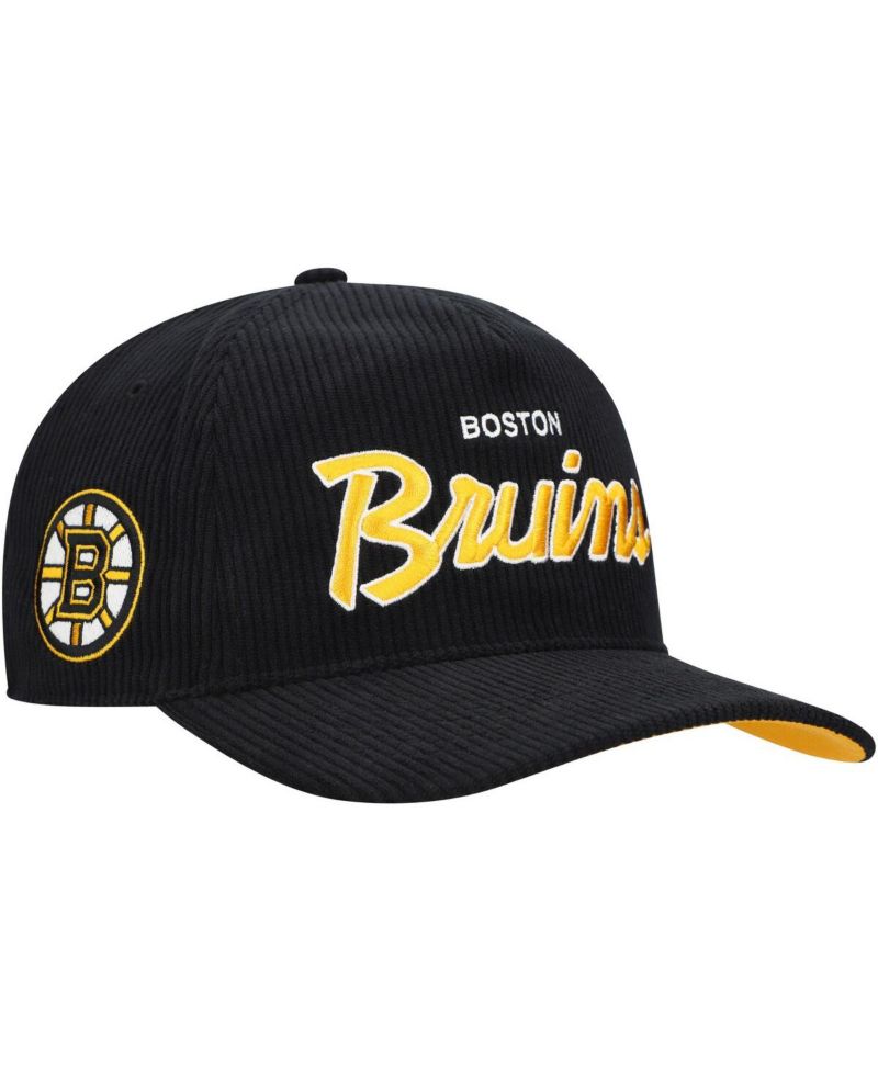 Men's Black Boston Bruins Crosstown Corduroy Hitch Adjustable Hat