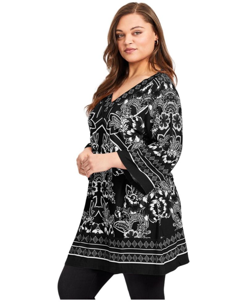 Women's Scarf Print Tunic Top
