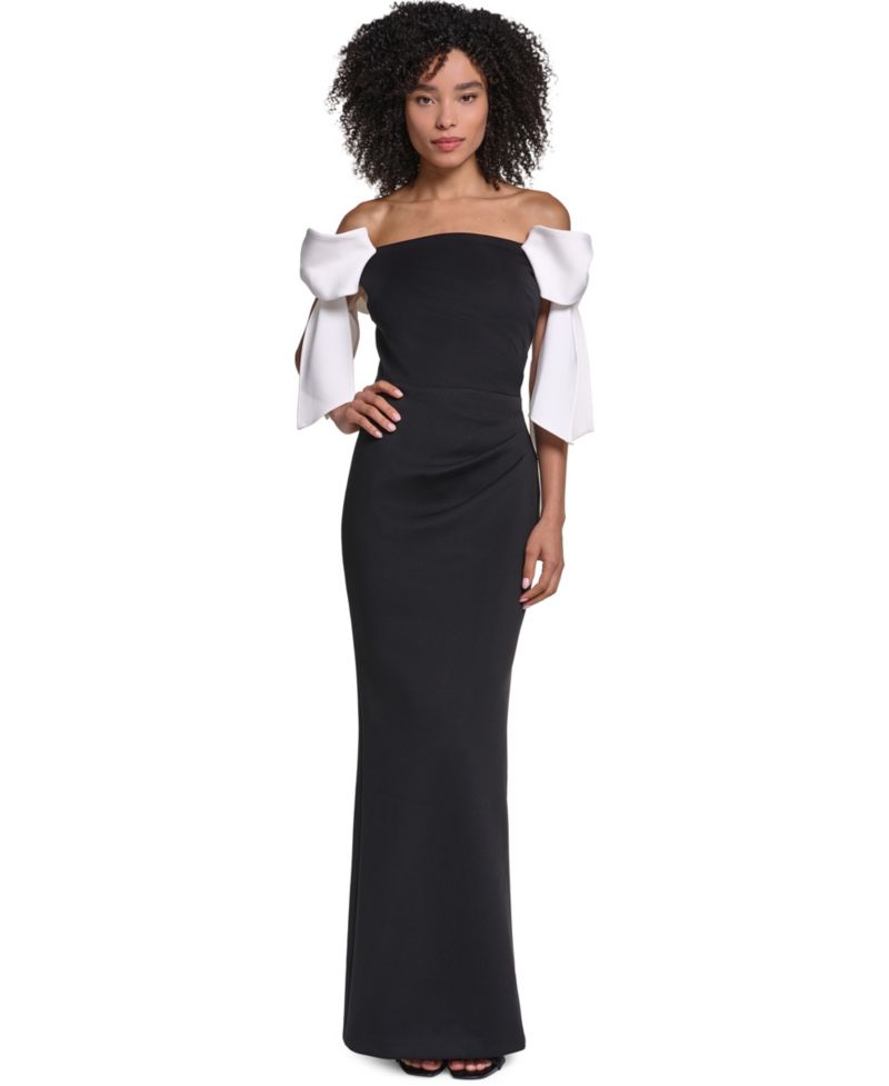 Women's Strapless Colorblock Scuba Gown Dress