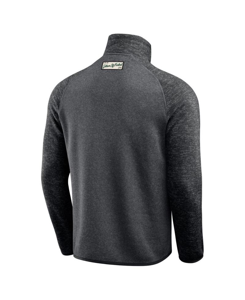 Men's Black New York Jets Tonal Raglan Quarter-Zip Top