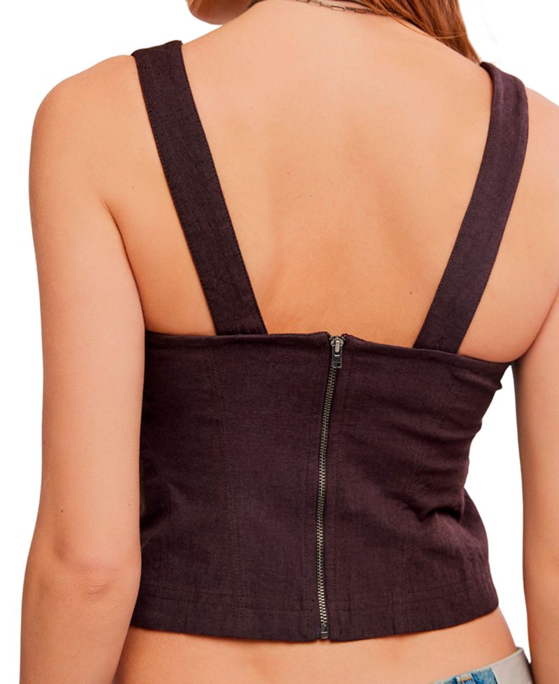 Women's Corset-Style Square Neck Sleeveless Top