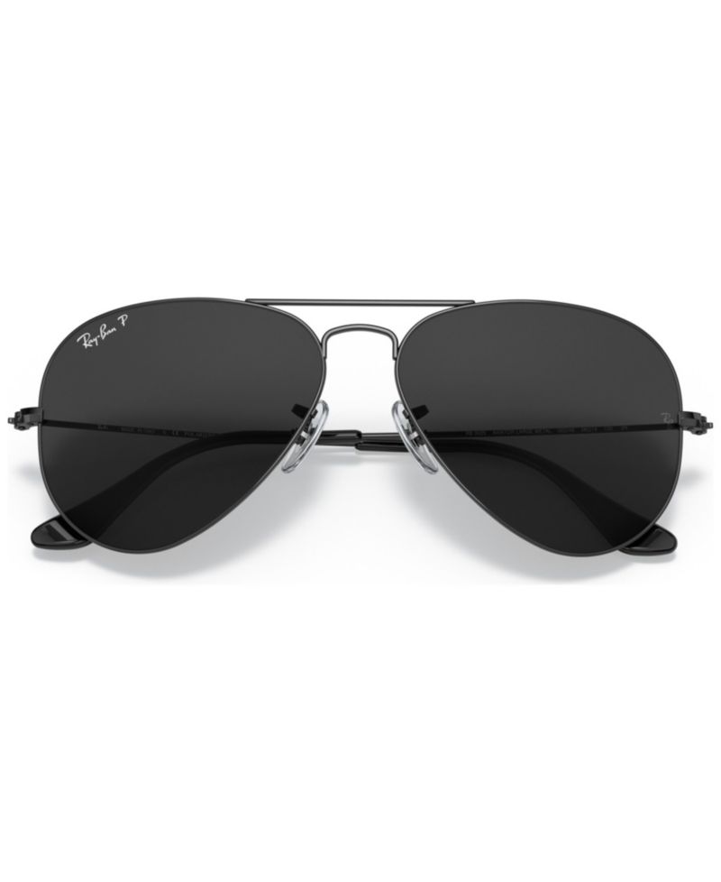 Unisex Aviator Total Black Polarized Sunglasses, RB3025