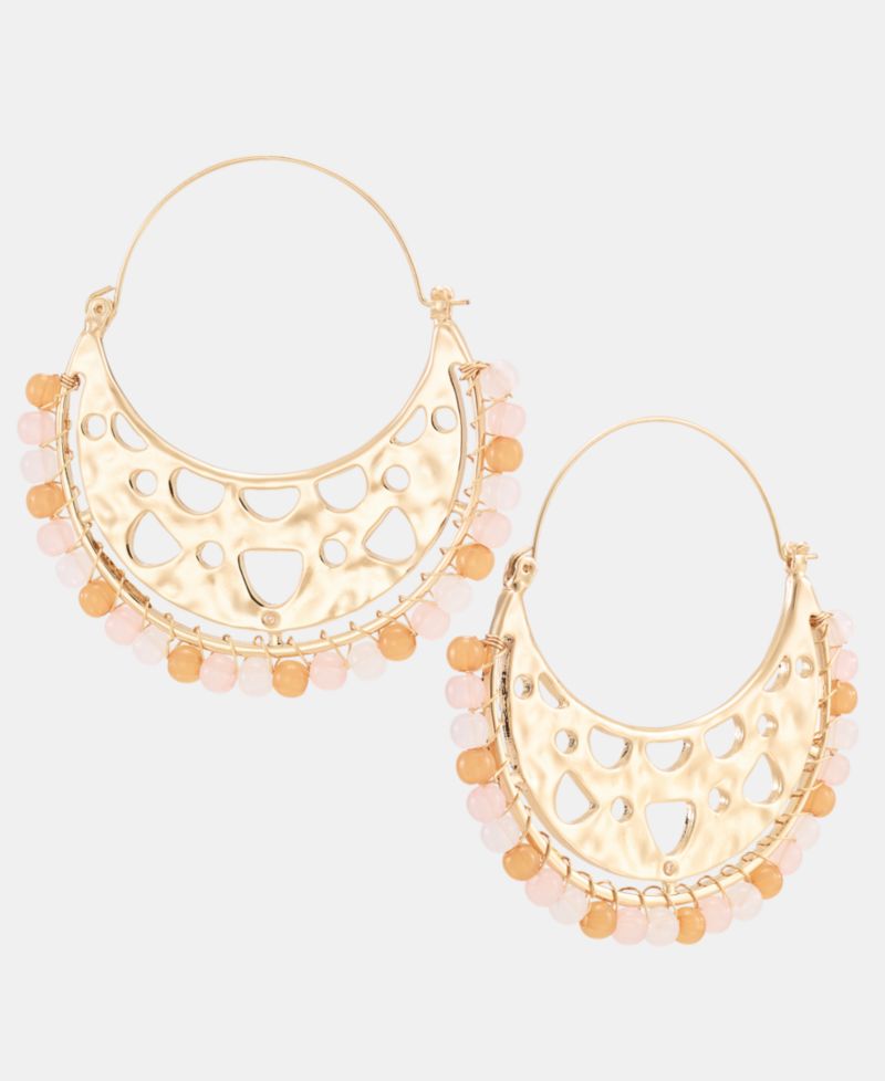 Gold-Tone Beaded Half Hoop Earrings