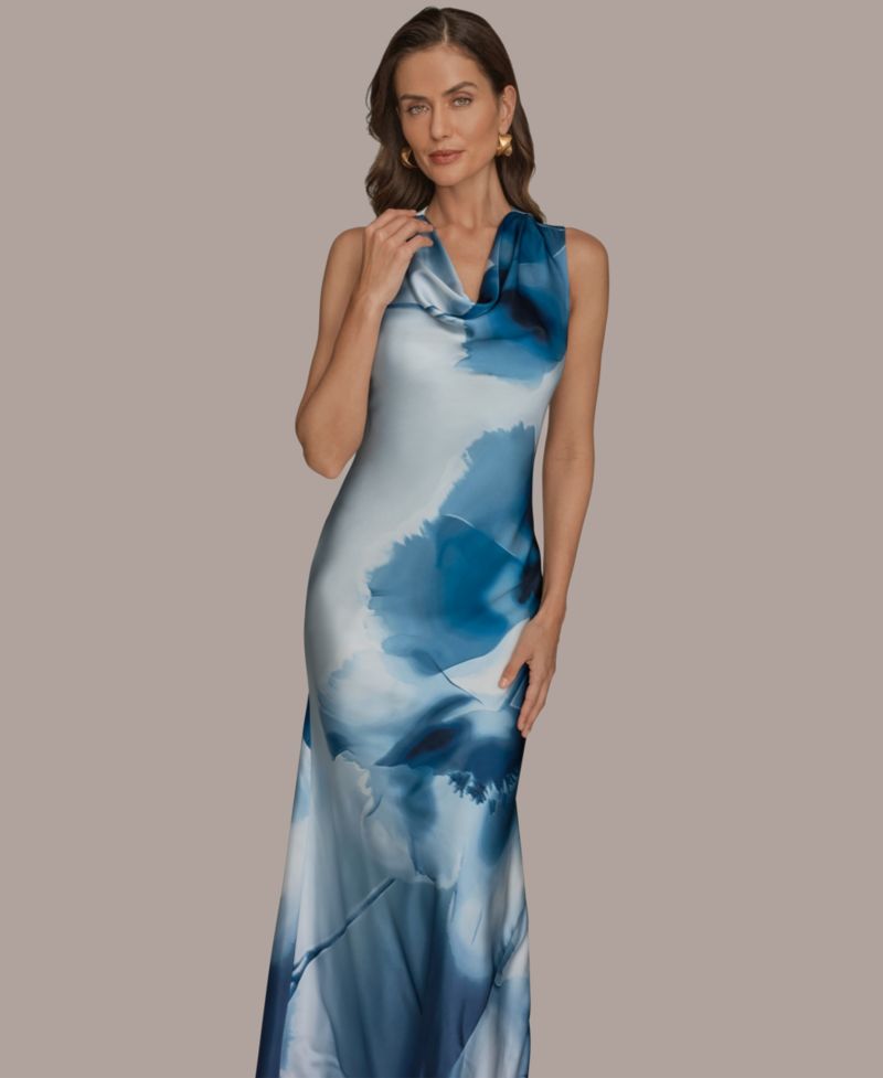 Women's Cowl Neck Floral Gown