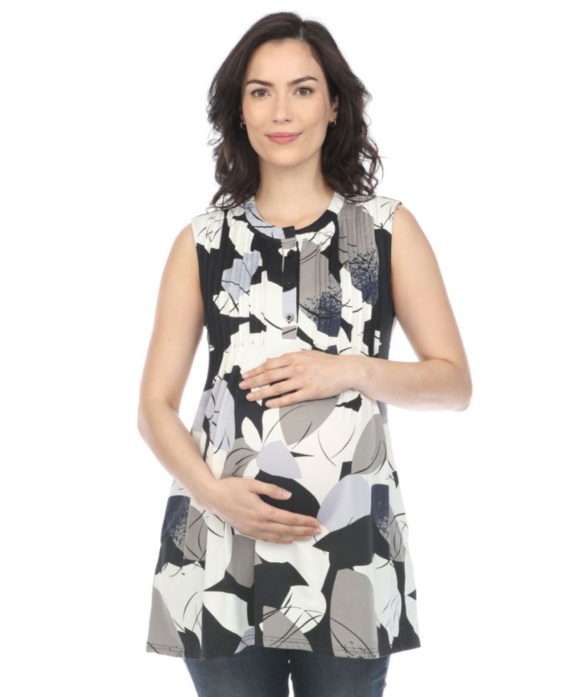 Maternity Pleated Front Sleeveless Tunic Top