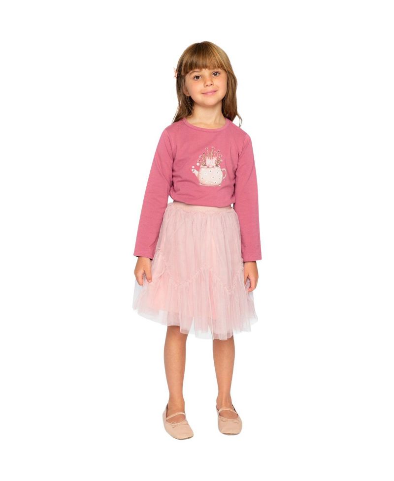 Little and Big Girl ( size 6 to 12 ) Mesh Skirt Pale Dusty