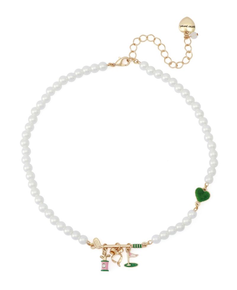 Faux Stone Golf Bib Mother of Pearl Necklace