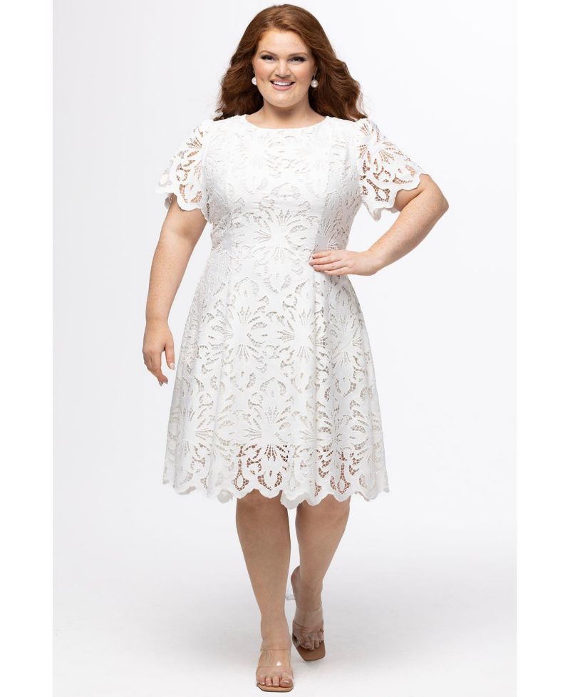 Women's Lace Little White Party Dress with Cap Sleeve