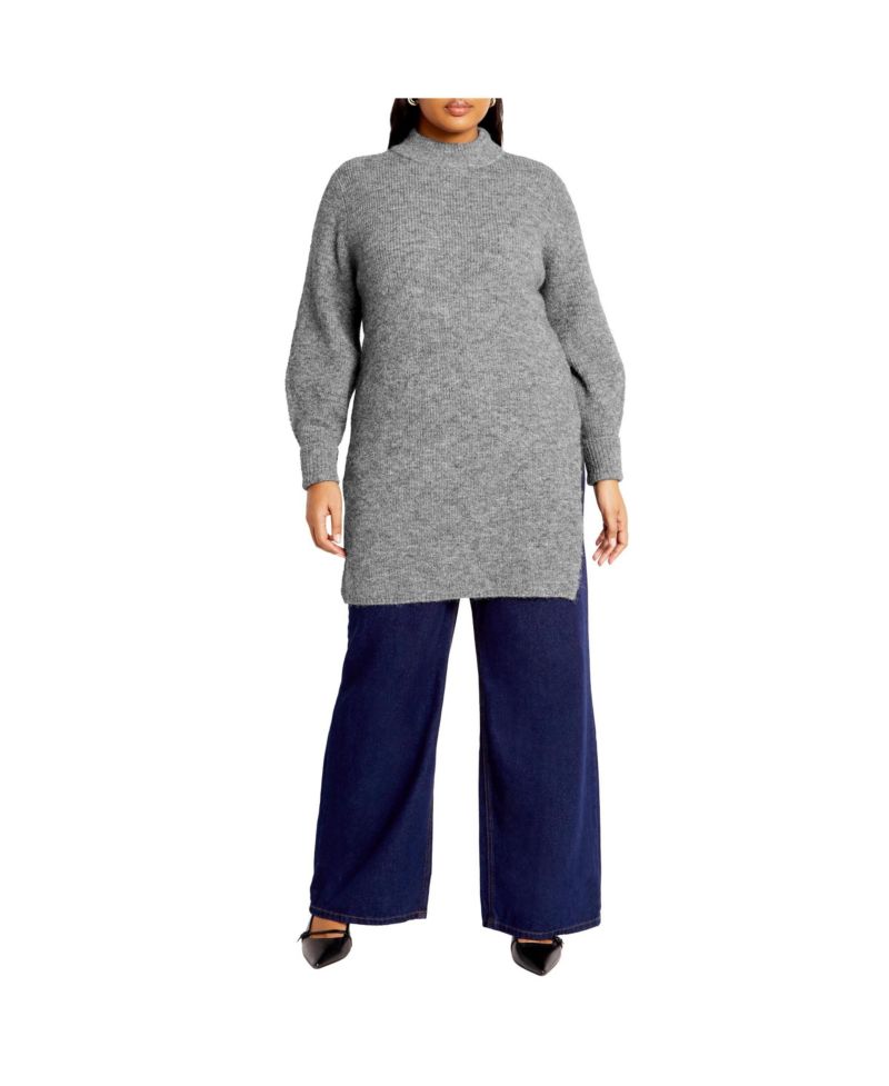 Plus Size Longline Split Sweater