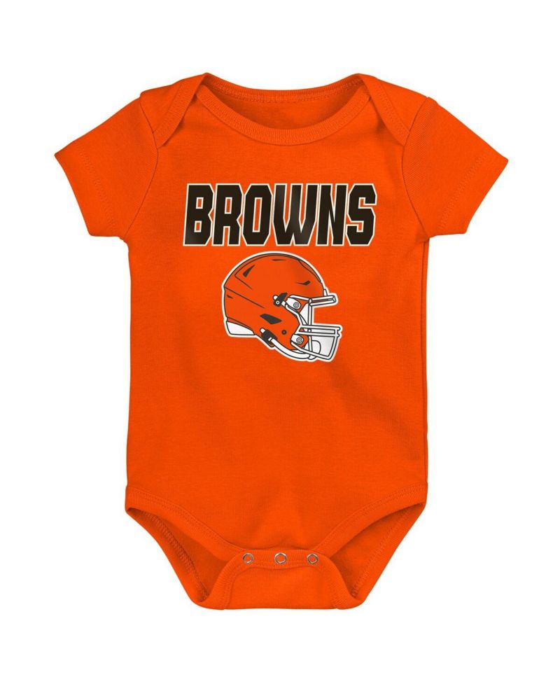 Baby Boys and Girls 3-Pack Cleveland Browns Littlest Player Bodysuit Set