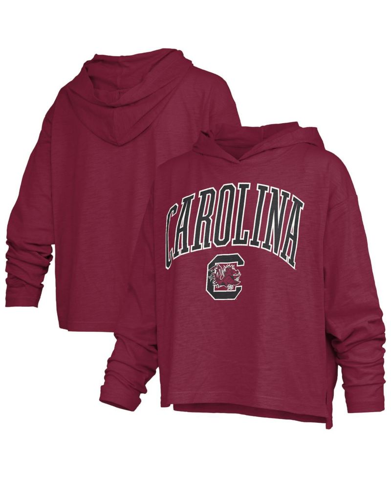 Women's Garnet South Carolina Gamecocks Nelson Arch Over Logo Long Sleeve Hooded Slub T-Shirt