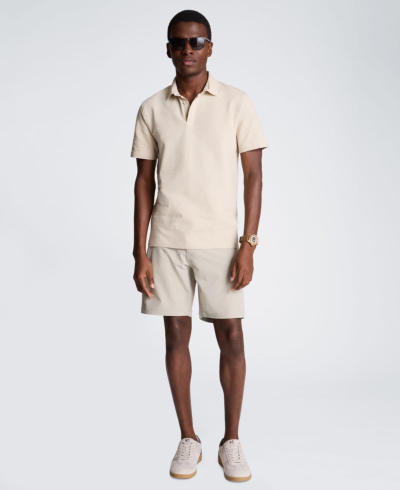Men's Seersucker Polo Collar Polo Shirt