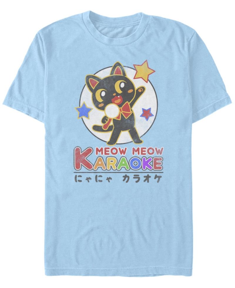 Men's Karaoke Cat Short Sleeve Crew T-shirt