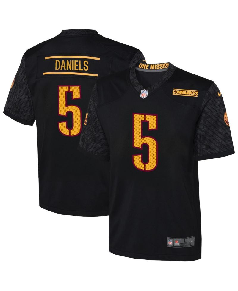 Big Boys and Girls Jayden Daniels Black Washington Commanders Alternate Game Jersey
