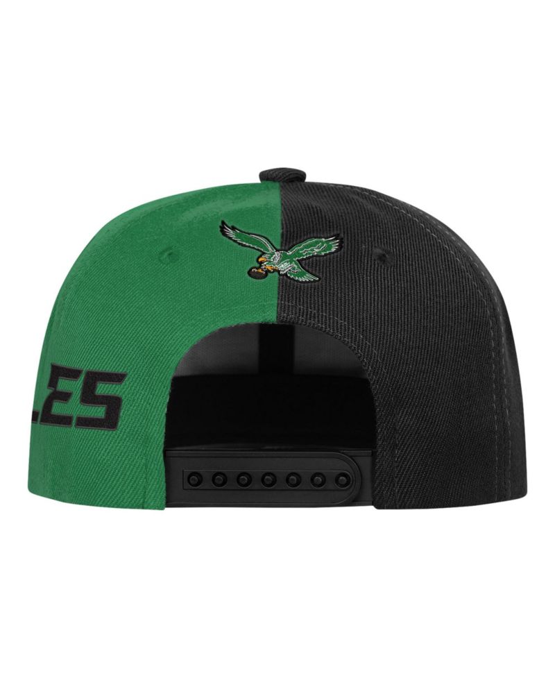 Big Boys and Girls Kelly Green/Black Philadelphia Eagles Side Swipe Retro Snapback Hat