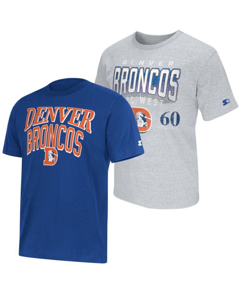 Men's 2-Pack Royal/Gray Denver Broncos Throwback Logo T-Shirt Set