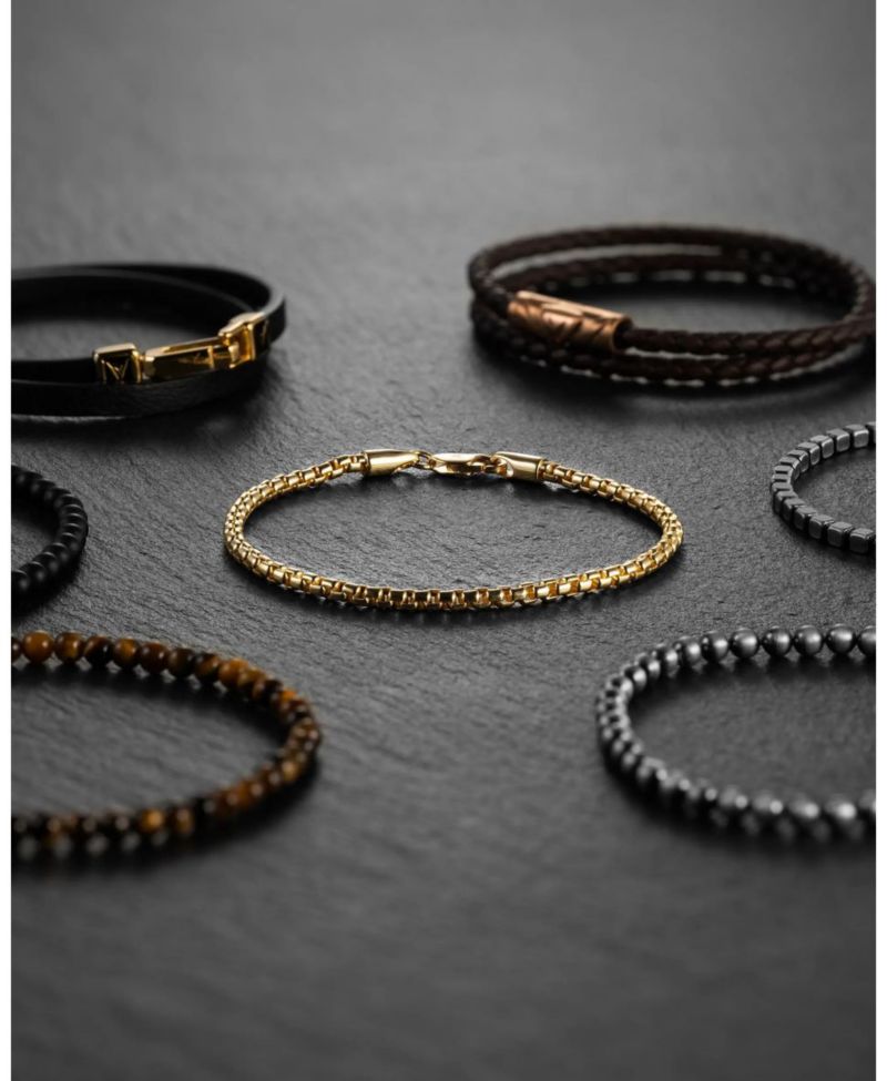 Men's Box Chain Bracelet 3mm Rhodium-Plated Sterling Silver
