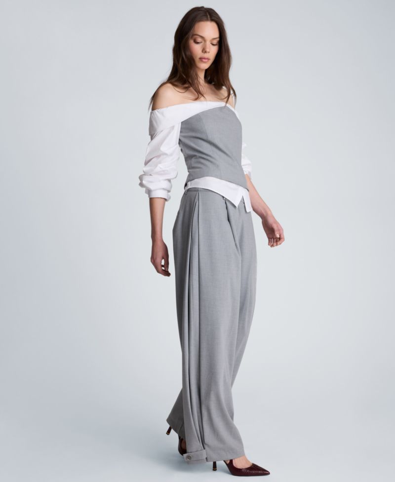 Women's High-Rise Accordion Side-Pleat Wide-Leg Pants