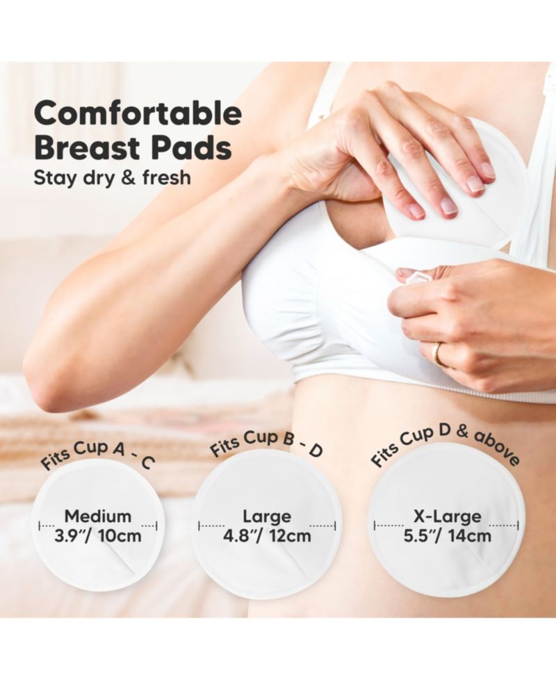 8pk Organic Nursing Pads, Washable Breast Pads + Wash Bag, Reusable Nipple Pads