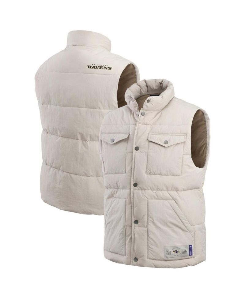 Men's Cream Baltimore Ravens Puffer Full-Snap Vest