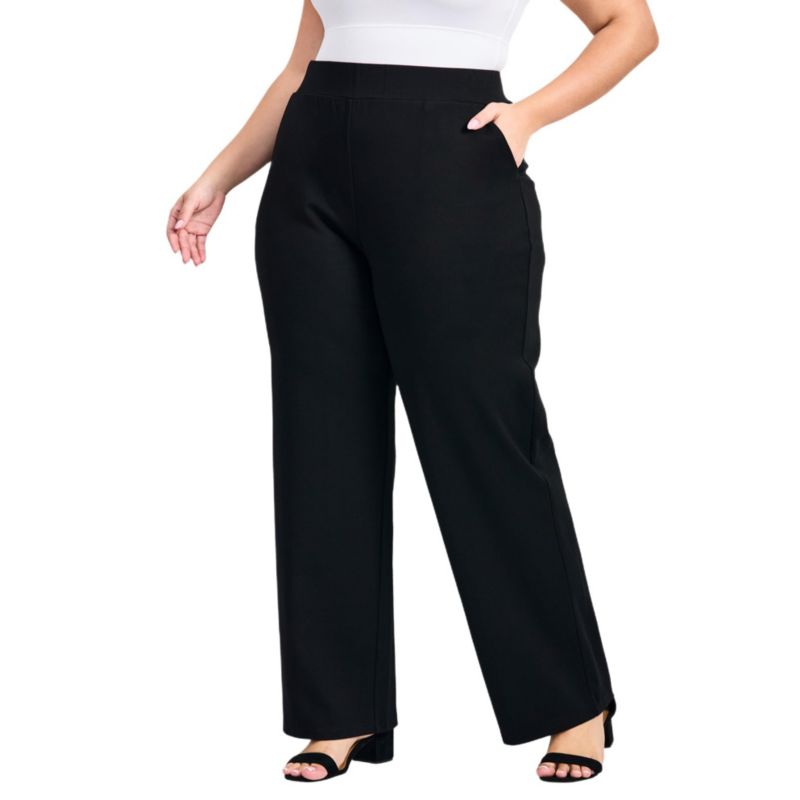 Women's Plus Size Petite Zoe Ponte Straight Leg Pant
