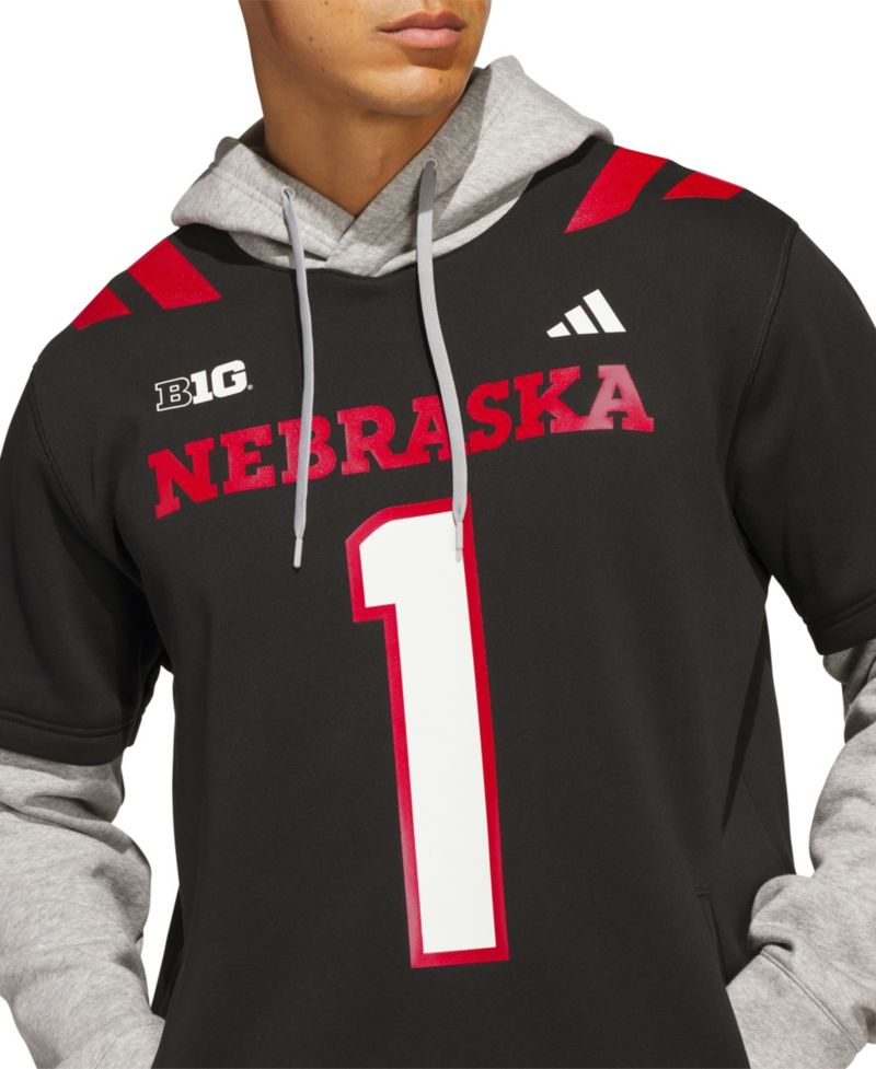 Men's Black Nebraska Huskers Our Red Burns Brighter Strategy Jersey Hoodie