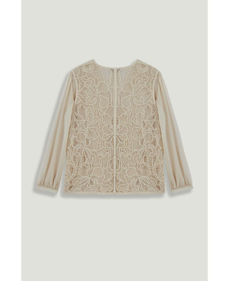 Women's Floral-Lace V-Neck Sheer Sleeve Jacket